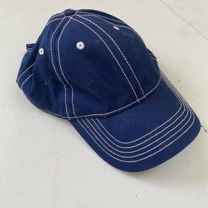 Unisex Blue baseball cap with white threading